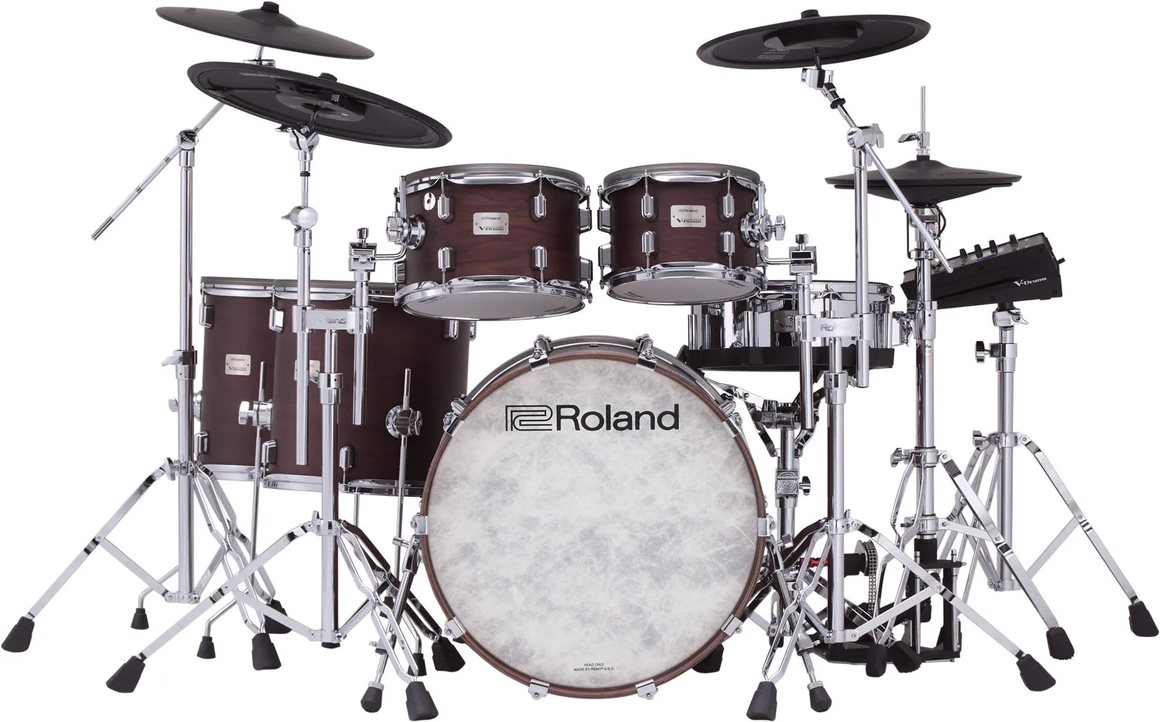 Roland VAD716 Electronic Drum Set, Satin Walnut
