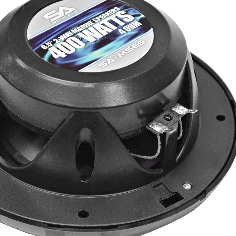 SA-MS65B - Pair of 400 Watt 6.5 Inch 2-Way Waterproof Boat/Marine Speakers - 800 Watts Total