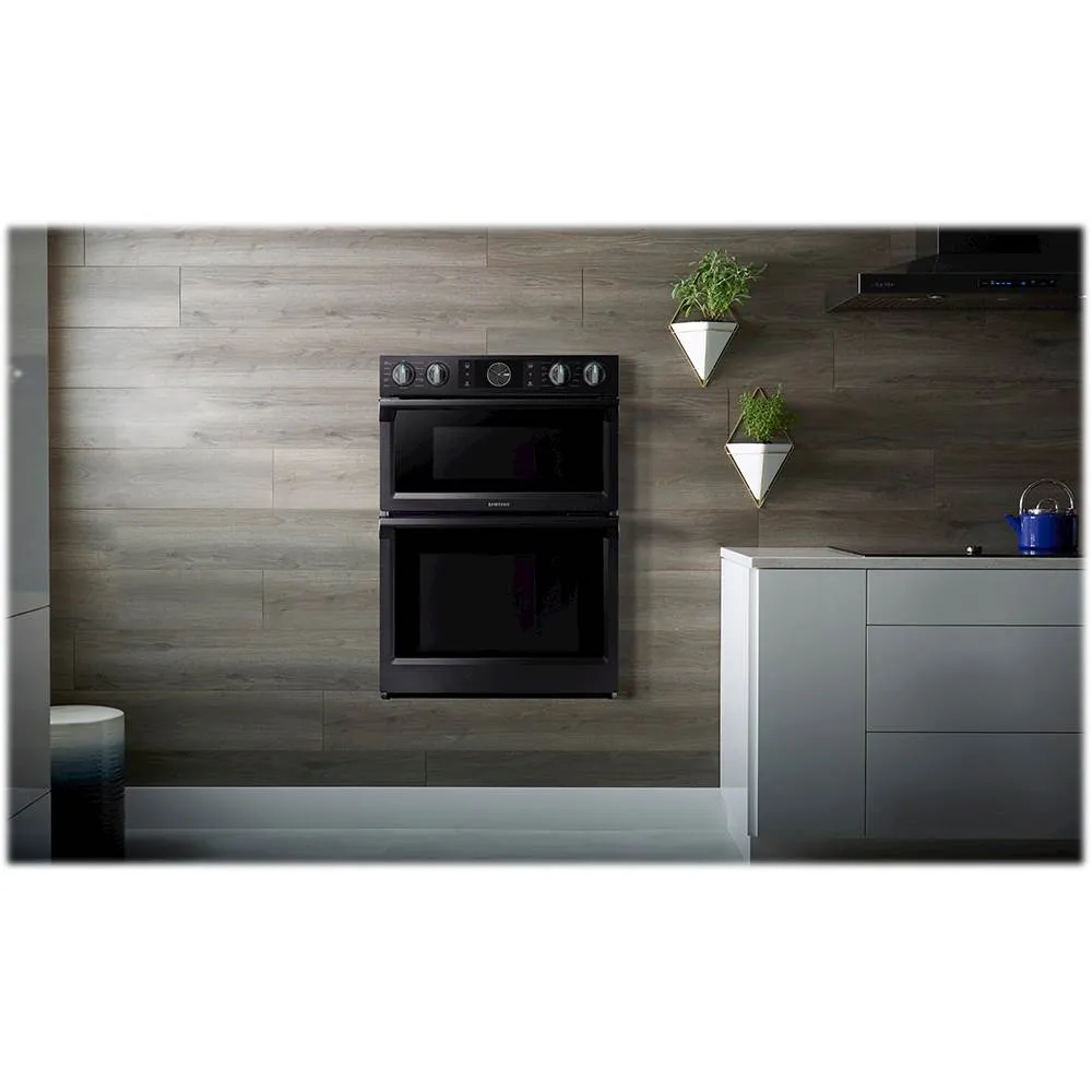 Samsung - 30" Microwave Combination Wall Oven with Flex Duo, Steam Cook and WiFi - Fingerprint Resistant Black Stainless Steel