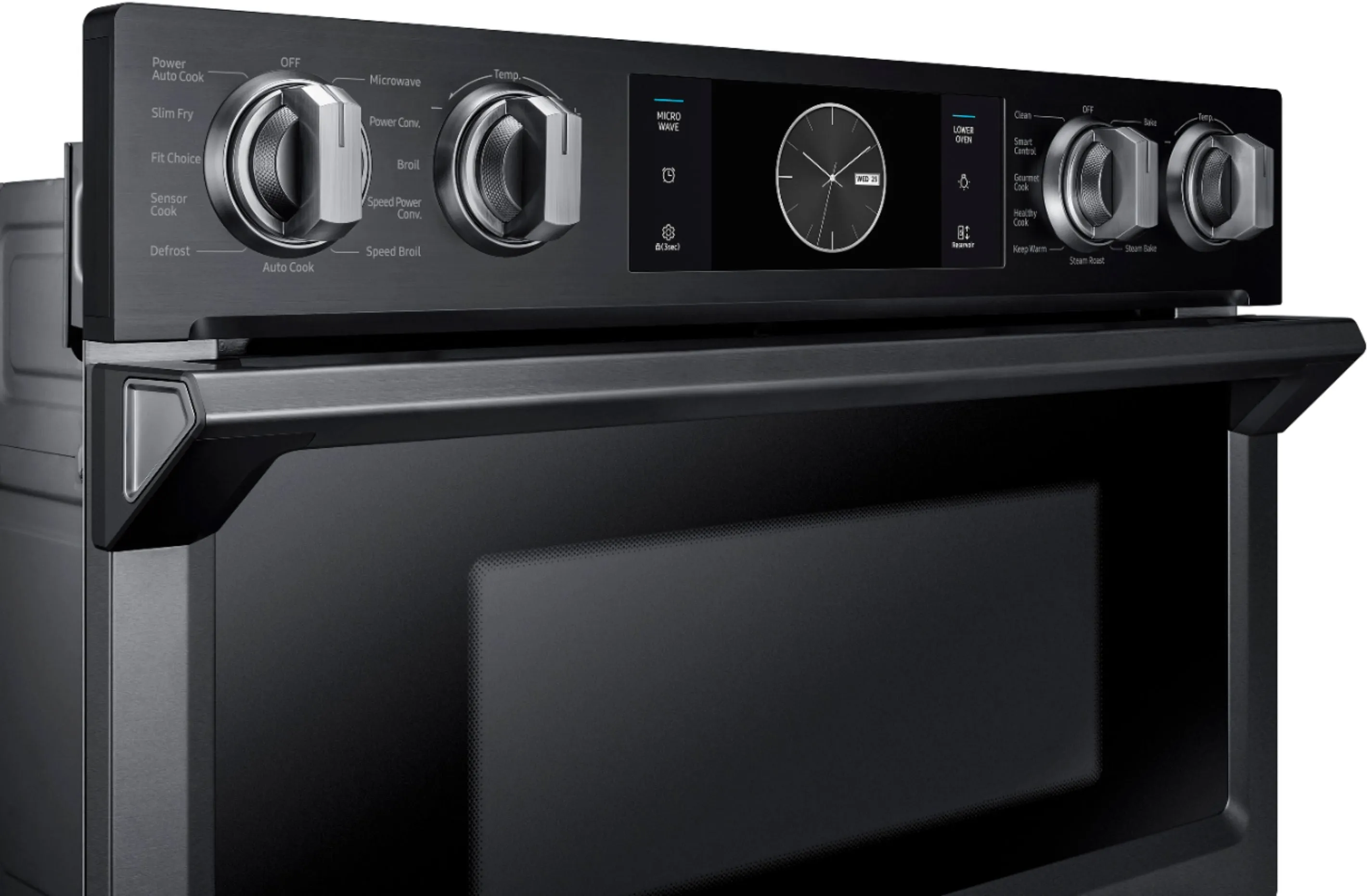 Samsung - 30" Microwave Combination Wall Oven with Flex Duo, Steam Cook and WiFi - Fingerprint Resistant Black Stainless Steel
