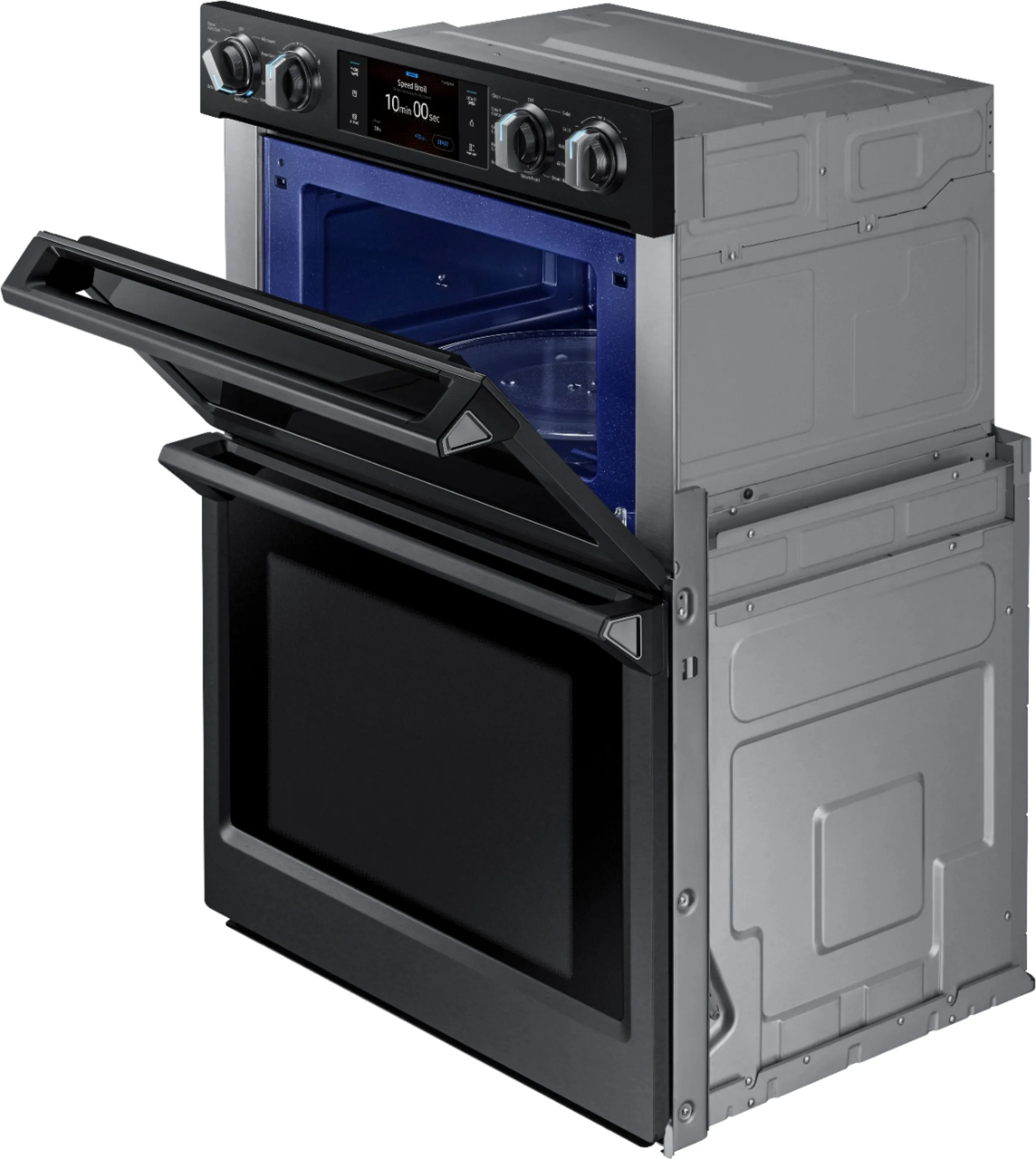 Samsung - 30" Microwave Combination Wall Oven with Flex Duo, Steam Cook and WiFi - Fingerprint Resistant Black Stainless Steel