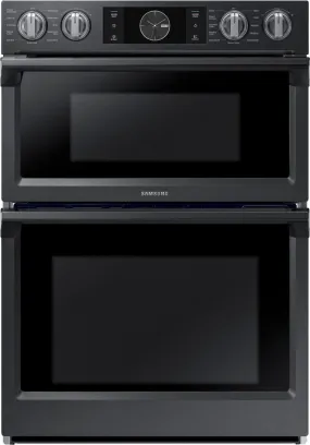 Samsung - 30" Microwave Combination Wall Oven with Flex Duo, Steam Cook and WiFi - Fingerprint Resistant Black Stainless Steel