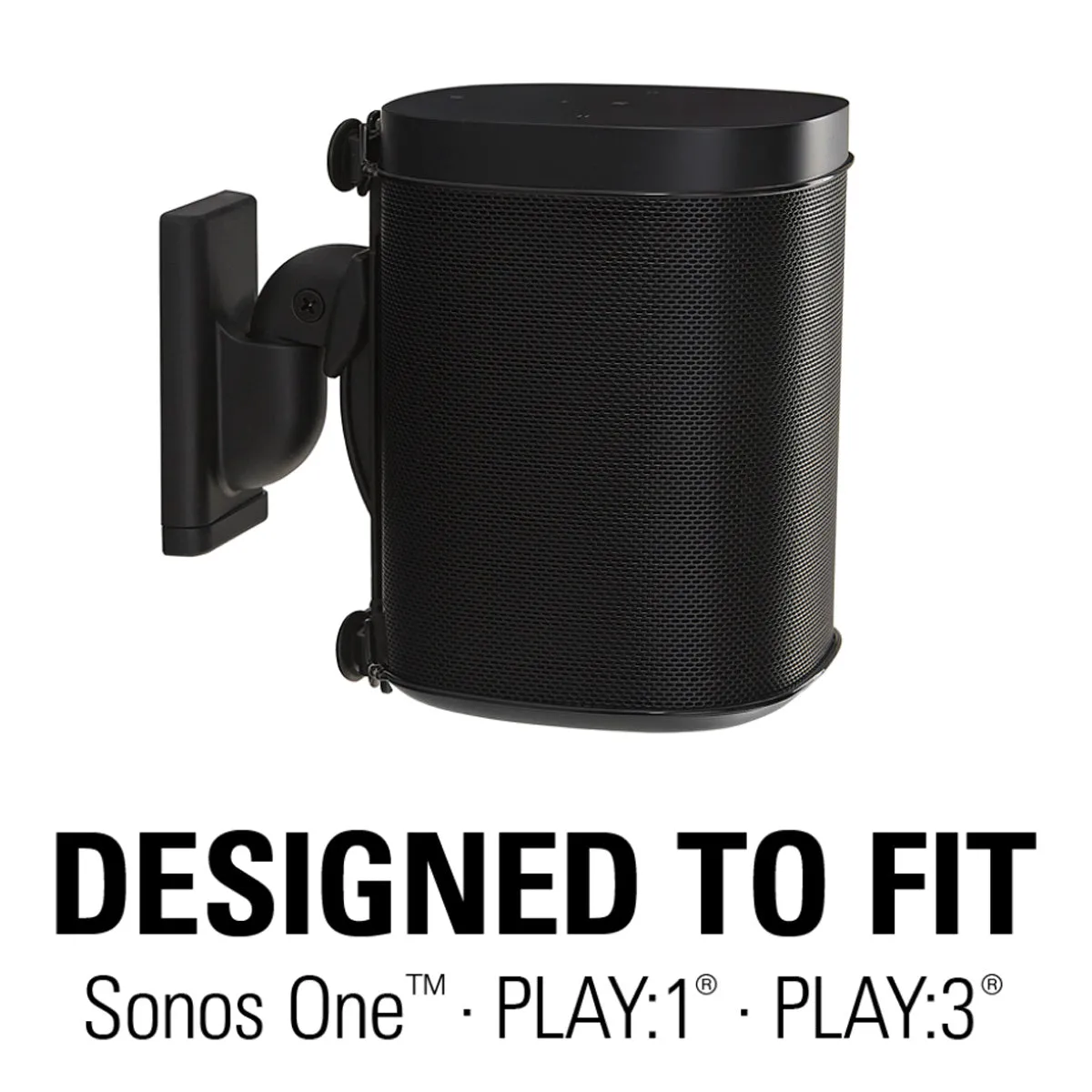 Sanus Wireless Speaker Swivel and Tilt Wall Mounts for Sonos ONE, PLAY:1, and PLAY:3 - Pair (Black)