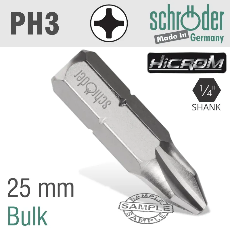 SCHRODER PHIL.NO.3X25MM HI-CROME INS.BIT SC21739