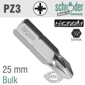 SCHRODER POZI NO.3 X 25MM HI CROM INSERT BIT SC21789
