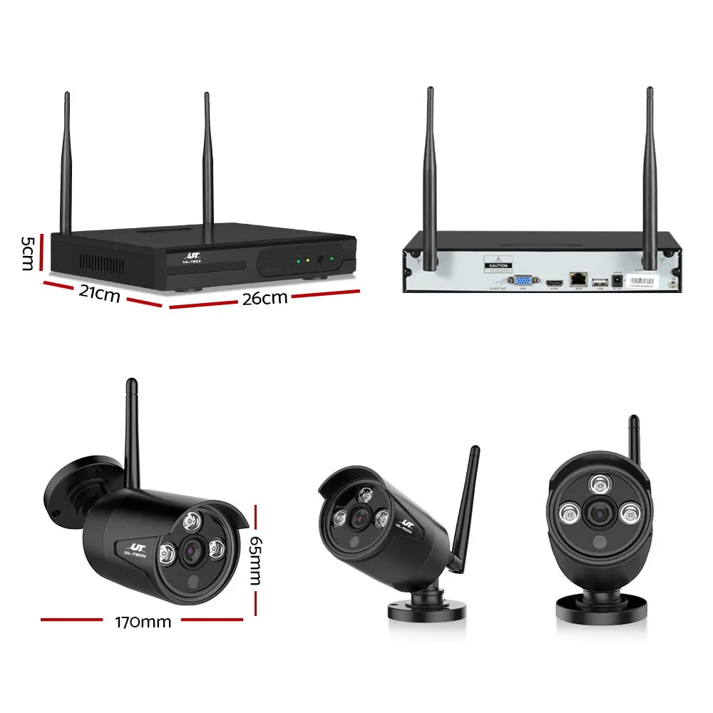 Set of 8 Wireless CCTV Security System 8CH NVR 3MP 8 Bullet Cameras