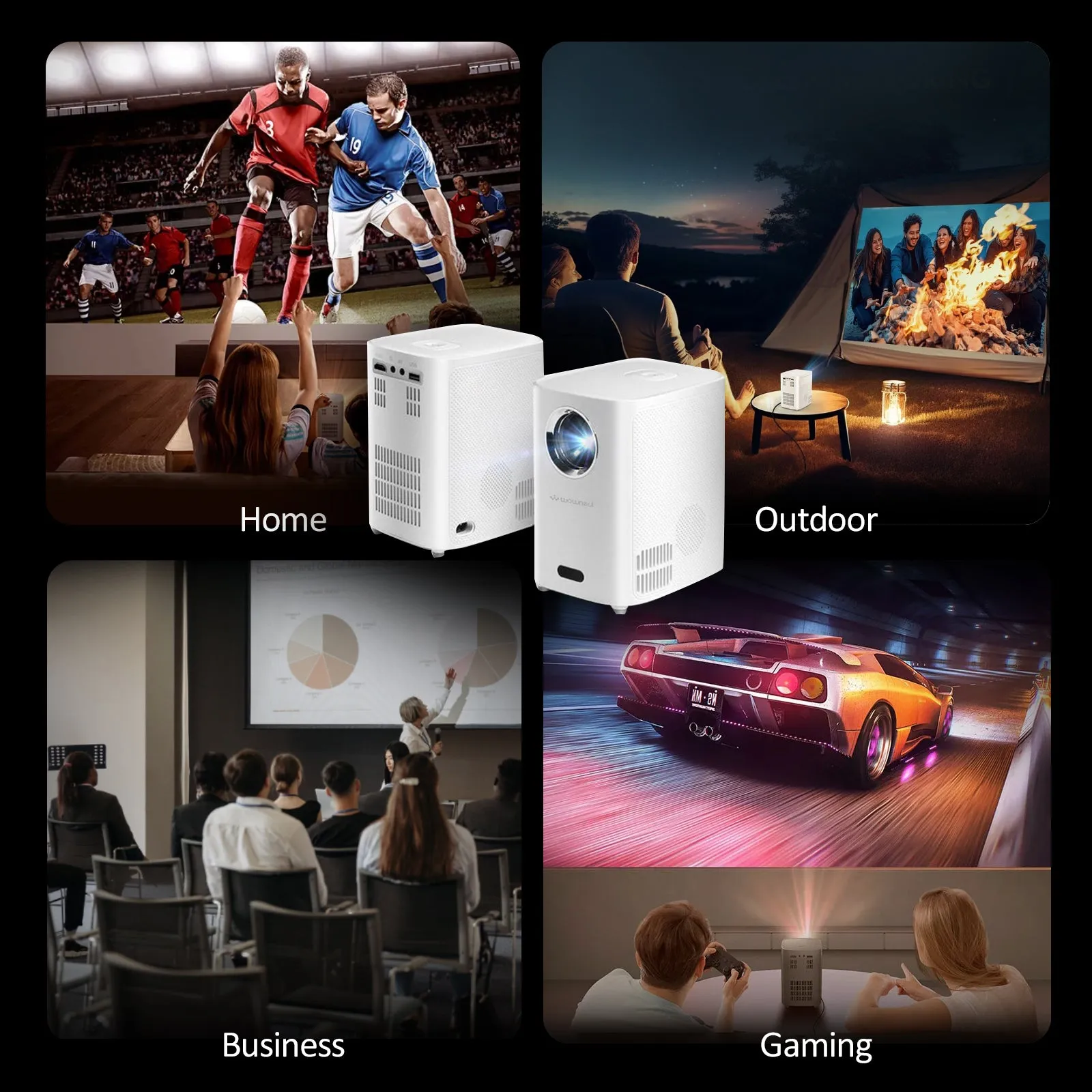 Smart Mini Android Projector 5500 Lumens with 150" Display |Built-in Dual Hi-Fi Speakers Supported 1080P (60FPS) Portable Projector 4K