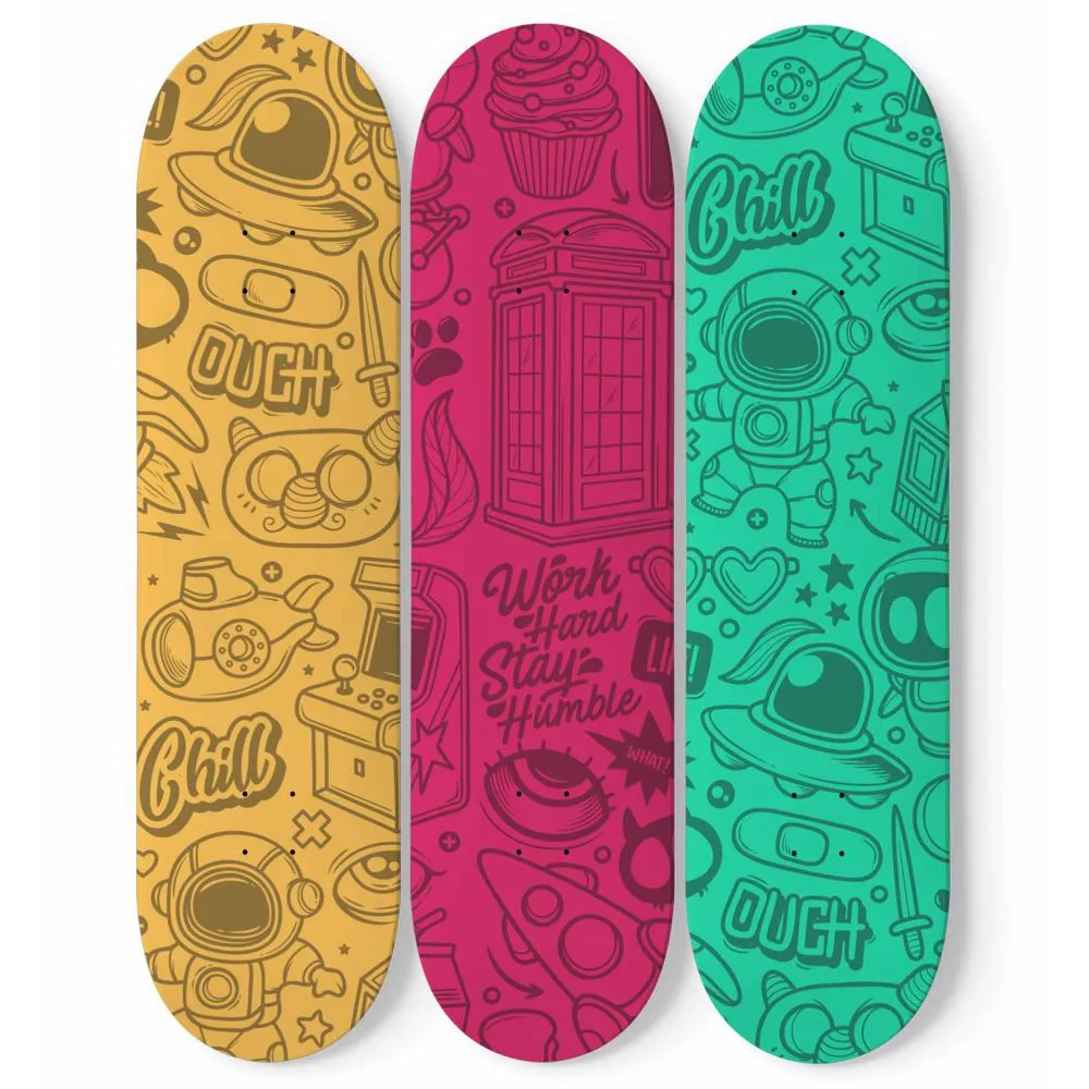Space Doodle Skateboard Wall Art