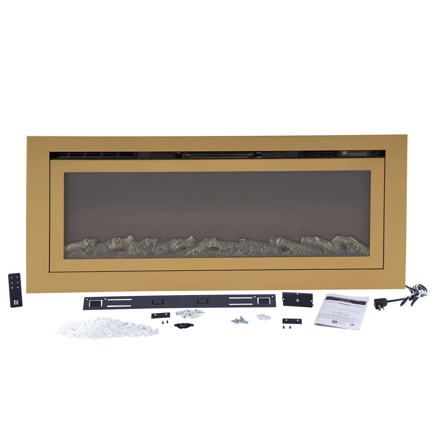 The Sideline Deluxe Gold 72 Inch Recessed Smart Electric Fireplace 86278