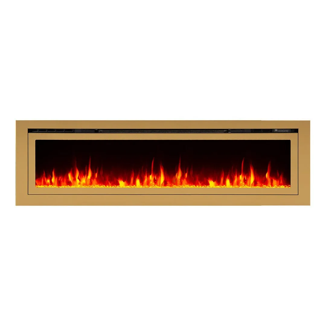 The Sideline Deluxe Gold 72 Inch Recessed Smart Electric Fireplace 86278
