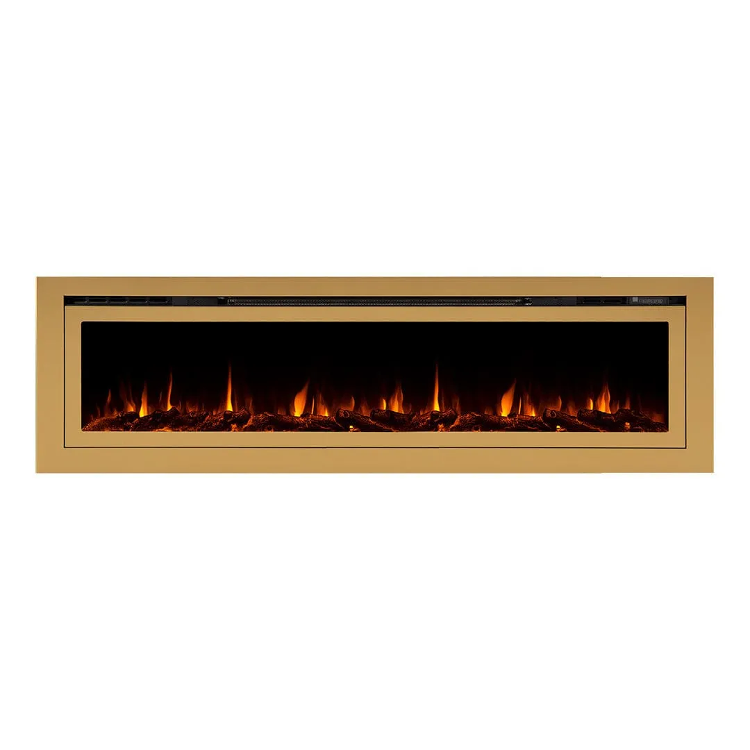 The Sideline Deluxe Gold 72 Inch Recessed Smart Electric Fireplace 86278
