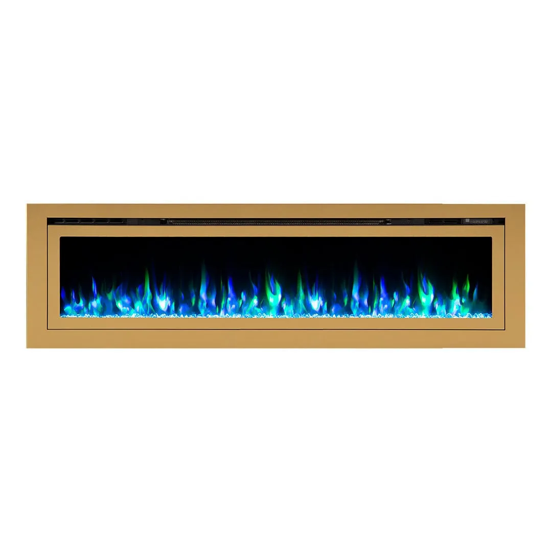 The Sideline Deluxe Gold 72 Inch Recessed Smart Electric Fireplace 86278