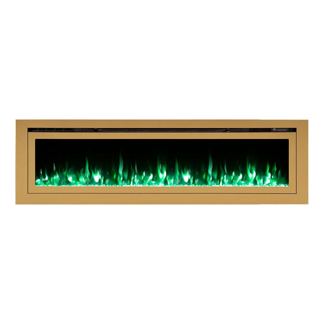The Sideline Deluxe Gold 72 Inch Recessed Smart Electric Fireplace 86278