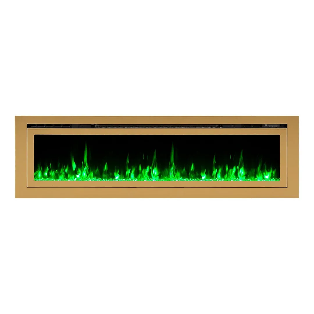 The Sideline Deluxe Gold 72 Inch Recessed Smart Electric Fireplace 86278