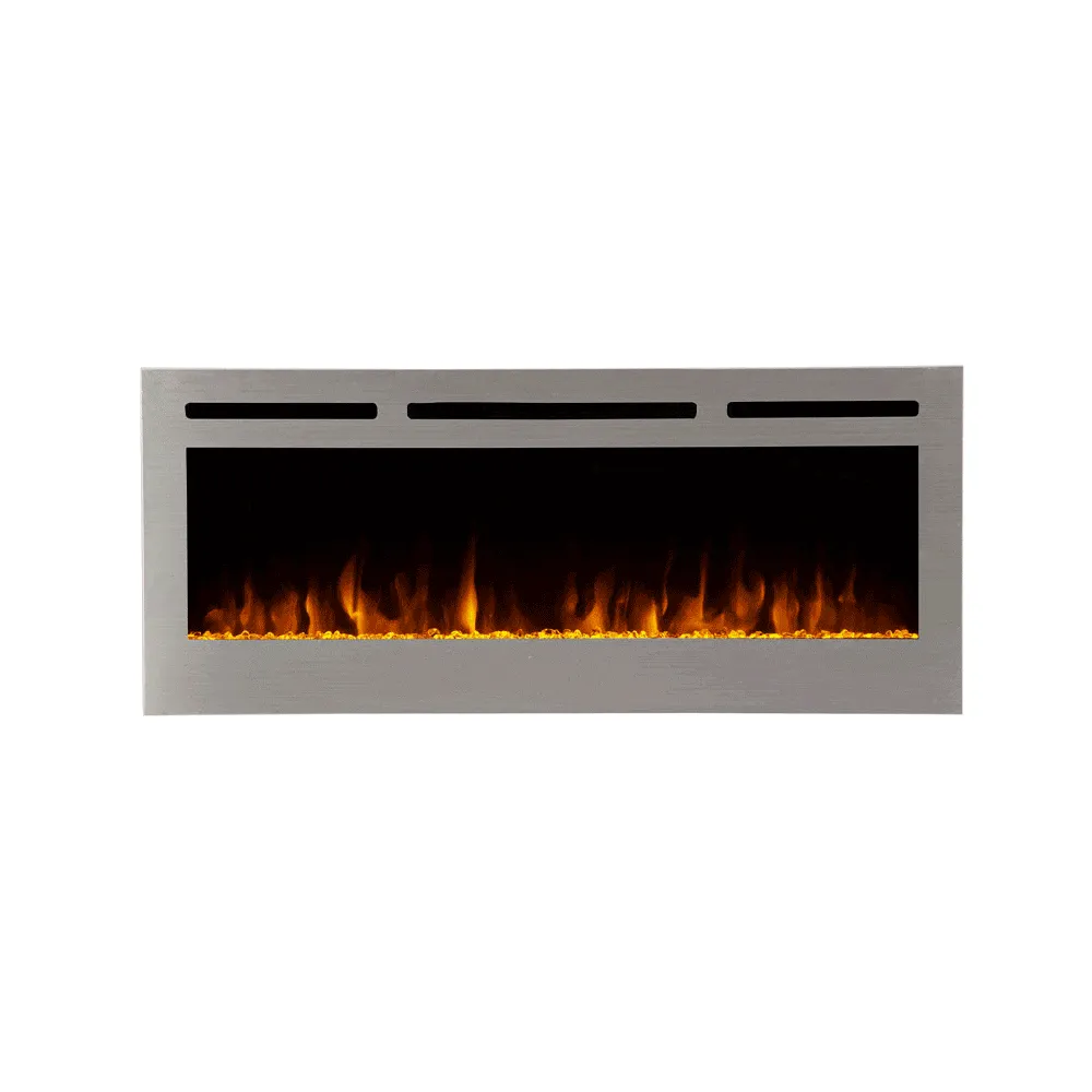 The Sideline Deluxe Stainless Steel 50 Inch Recessed Smart Electric Fireplace 86273