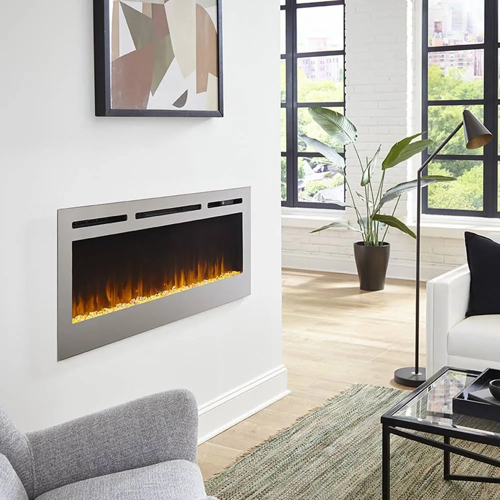 The Sideline Deluxe Stainless Steel 50 Inch Recessed Smart Electric Fireplace 86273