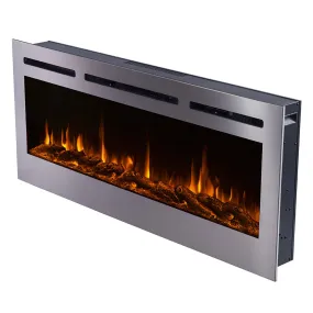 The Sideline Deluxe Stainless Steel 50 Inch Recessed Smart Electric Fireplace 86273
