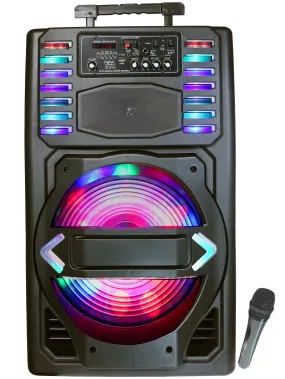 TOPTECH PBX-9917BTL: 15-Inch Portable Bluetooth Speaker with LED Light and MIC