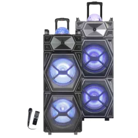 TOPTECH RIO-210 Bluetooth Speakers with Disco Lights & Wired Mic for Parties