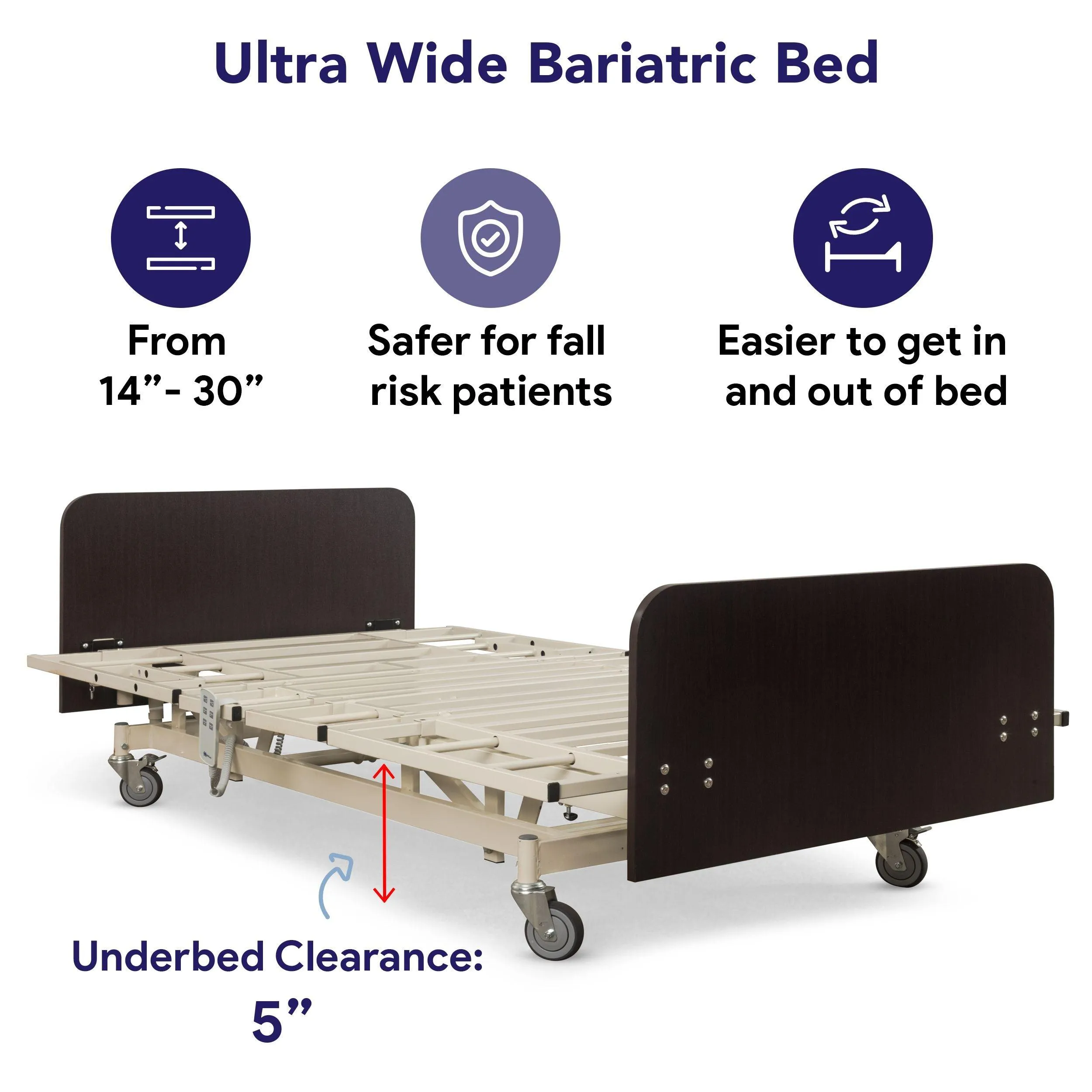 Ultra Wide and Super Low Adjustable Electric Hospital Bed
