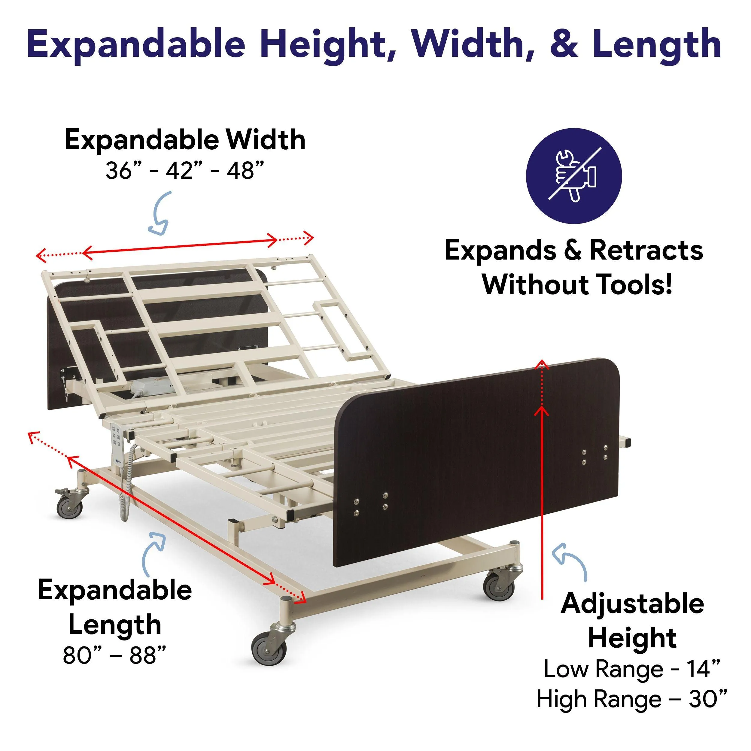 Ultra Wide and Super Low Adjustable Electric Hospital Bed
