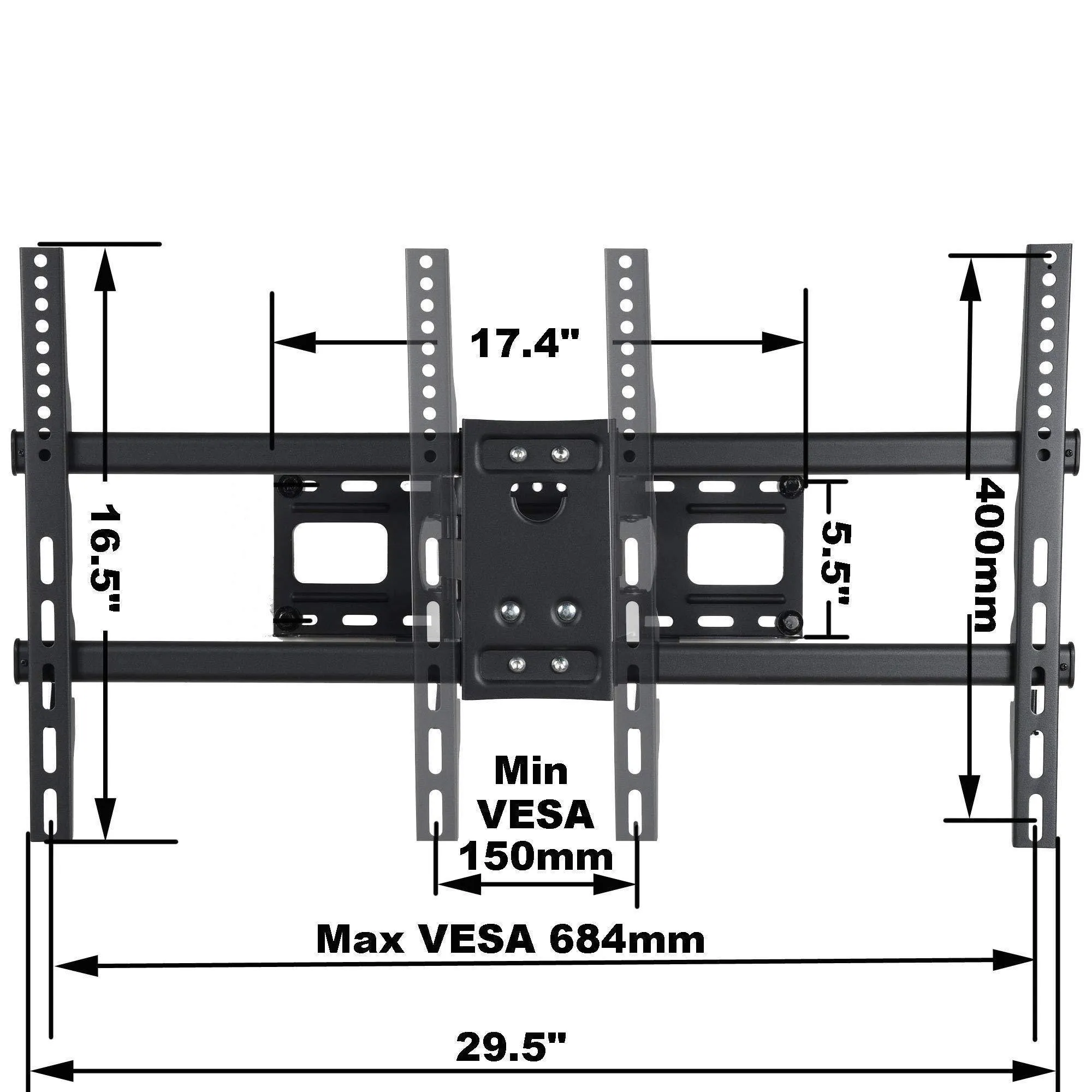 VideoSecu MW380B5 Full Motion Articulating TV Wall Mount Bracket for Most 37"-75" LED LCD Plasma HDTV Up to 125 lbs with VESA 684x400 600x400 400x400 150x100mm, Dual Arm Pulls Out Up to 14" AW9