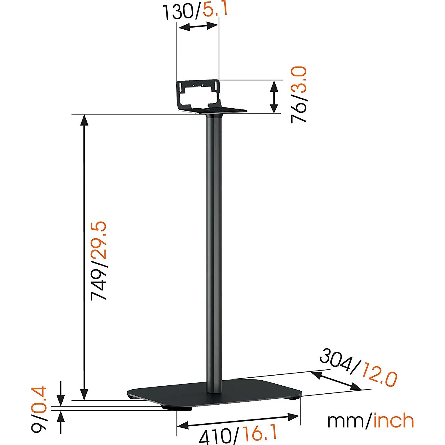 Vogel's Universal Floor Single Stand Speaker Mount for SONOS Play - SOUND series, 3305B for Play 5, HEOS 5 / 7 and other speakers