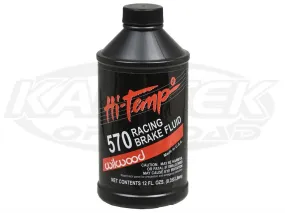 Wilwood DOT 3 Hi-Temp 570 Racing Brake Fluid 12 oz. Typical Boiling Points 313 Degrees Wet 573 Dry